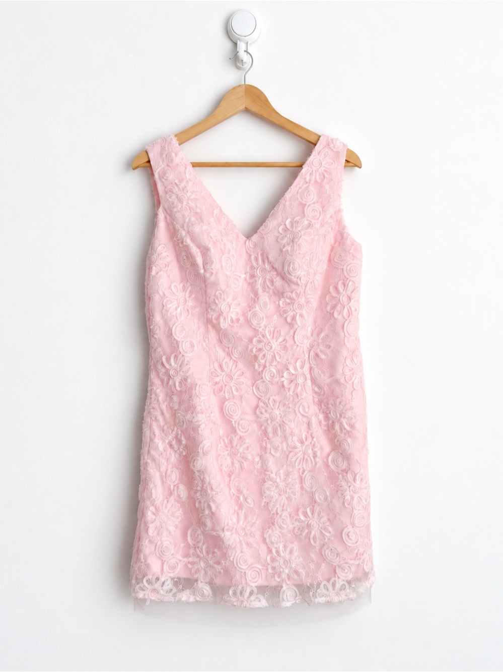 Y2K Baby Pink Floral Lace Applique Coquette Softgirl Party Mini Dress M